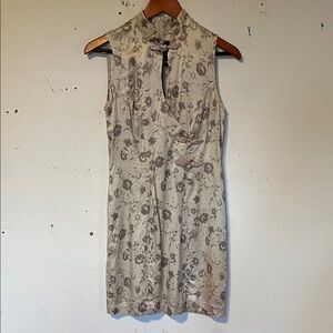 All that Jazz Cream Floral Cheongsam-style Dress w/ Keyhole and Frog Knots 7/8